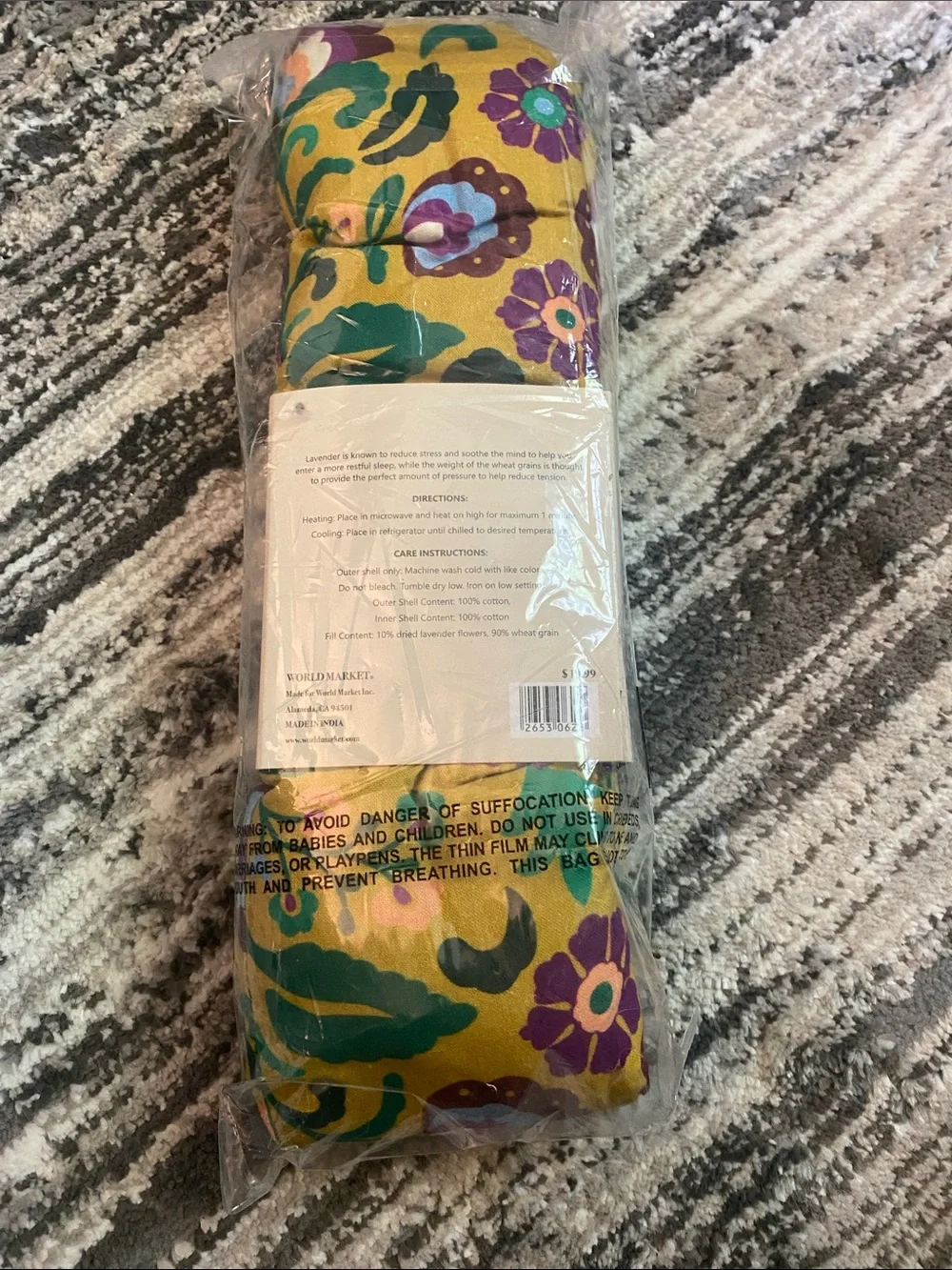 Weighted Neck Wrap Lavender & Wheat Grain - Yellow Floral